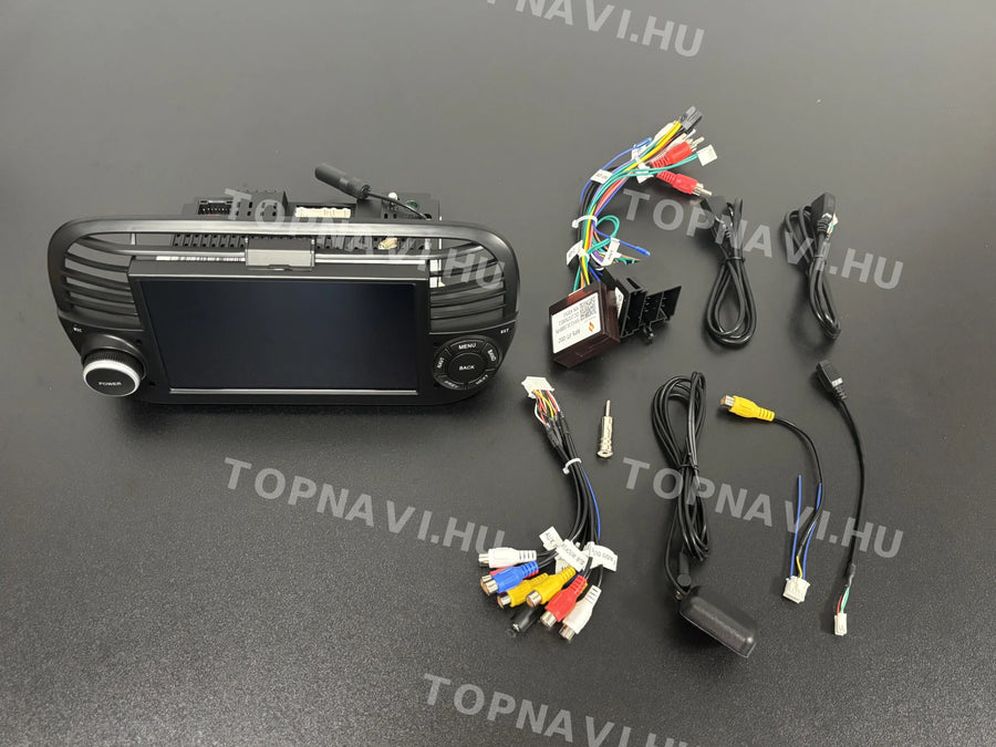 Fiat, Abarth 500 2007-2015 Fekete 7" Android multimédia autórádió érintőkijelzős fejegység - Eleje