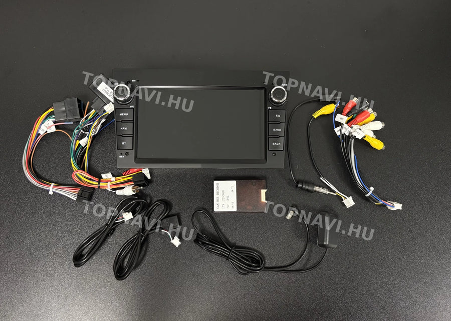Opel Astra, Vectra, Zafira, Corsa, Meriva 7" Matt Fekete Android multimédia autórádió érintőkijelzős fejegység - Eleje