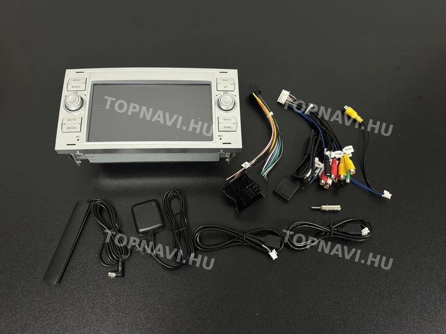 Ford Focus, Fiesta, Mondeo, C-Max, S-Max, Fusion, Transit, Kuga, Galaxy 7" Ezüst Android multimédia autórádió fejegység - Eleje