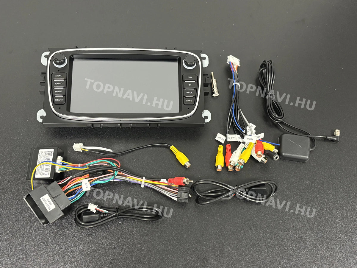 Ford Focus, Kuga, Mondeo, Transit, S-Max, C-Max Fekete 7" Android Multimédia fejegység - Eleje