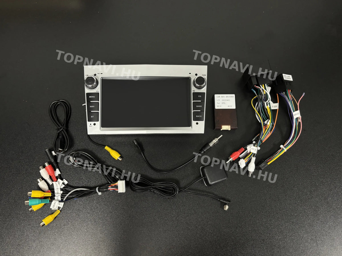 Opel Astra, Vectra, Zafira, Corsa, Meriva Ezüst 7" Android Multimédia fejegység - Eleje