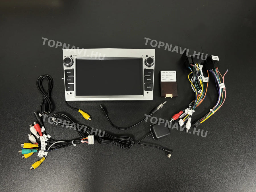 Opel Astra, Vectra, Zafira, Corsa, Meriva Ezüst 7" Android multimédia autórádió érintőkijelzős fejegység - Eleje