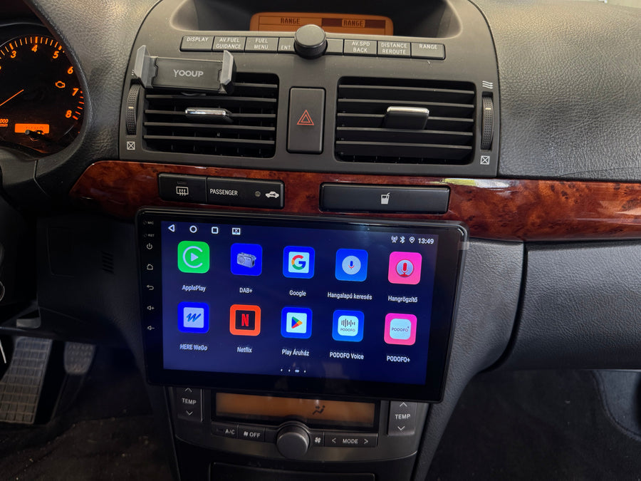 Toyota Avensis 2 T25 2003 - 2008 9"Android Multimédia fejegység autórádió, hifi, rádió és fejegység nagy kijelzővel, CarPlay, Android autó, Wifi és Bluetooth támogatással,