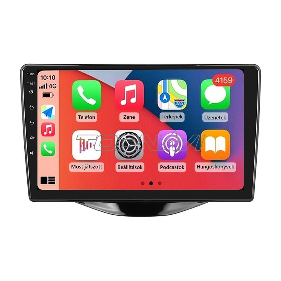 Toyota Aygo, Citroen C1, Peugeot 108 2014–2021 9" Android multimédia fejegység beépítőkerettel, Apple CarPlay képernyővel - TOPNAVI