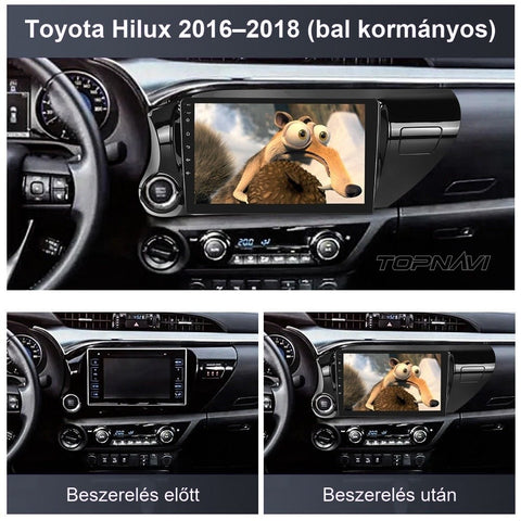 Toyota Hilux 2016- 2018 10.1" Android multimédia autórádió érintőkijelzős fejegység – másik nézet