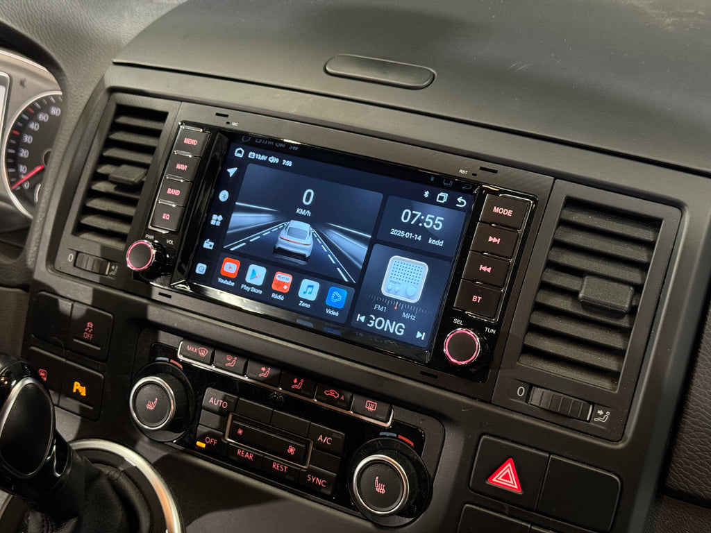 Volkswagen Touareg 2002 - 2010, Transporter 2003 - 2014, Multivan 2003 - 2014 7" Android Multimédia fejegység autórádió, hifi, rádió és fejegység nagy kijelzővel, CarPlay, Android autó, Wifi és Bluetooth támogatással,