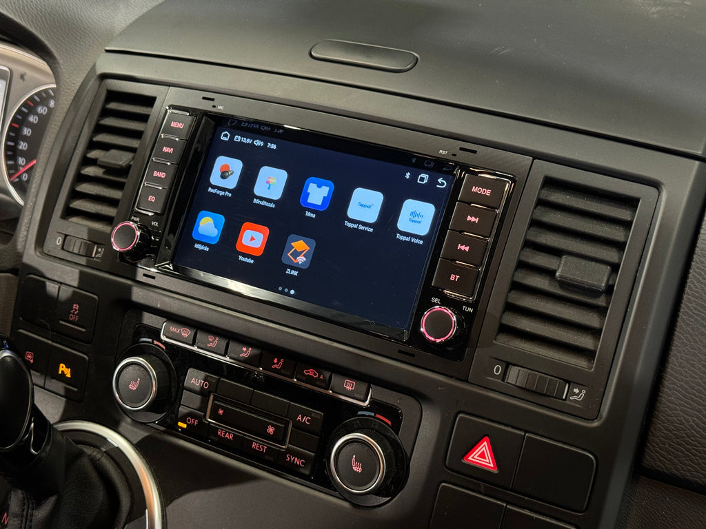 Volkswagen Touareg 2002 - 2010, Transporter 2003 - 2014, Multivan 2003 - 2014 7" Android Multimédia fejegység autórádió, hifi, rádió és fejegység nagy kijelzővel, CarPlay, Android autó, Wifi és Bluetooth támogatással,